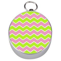 Zigzag Chevron Pattern Green Pink Silver Compasses by snowwhitegirl