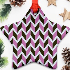 Zigzag Chevron Pattern Pink Brown Ornament (star) by snowwhitegirl