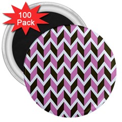 Zigzag Chevron Pattern Pink Brown 3  Magnets (100 Pack) by snowwhitegirl