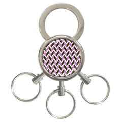 Zigzag Chevron Pattern Pink Brown 3-ring Key Chains by snowwhitegirl