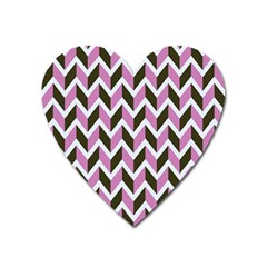 Zigzag Chevron Pattern Pink Brown Heart Magnet by snowwhitegirl