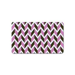 Zigzag Chevron Pattern Pink Brown Magnet (name Card) by snowwhitegirl