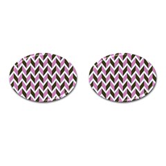 Zigzag Chevron Pattern Pink Brown Cufflinks (oval) by snowwhitegirl