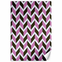 Zigzag Chevron Pattern Pink Brown Canvas 12  X 18   by snowwhitegirl