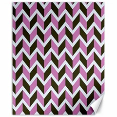 Zigzag Chevron Pattern Pink Brown Canvas 16  X 20   by snowwhitegirl