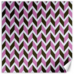 Zigzag Chevron Pattern Pink Brown Canvas 20  X 20   by snowwhitegirl