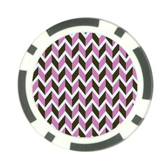 Zigzag Chevron Pattern Pink Brown Poker Chip Card Guard by snowwhitegirl