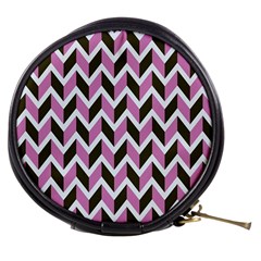 Zigzag Chevron Pattern Pink Brown Mini Makeup Bags by snowwhitegirl