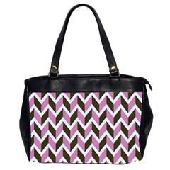 Zigzag Chevron Pattern Pink Brown Oversize Office Handbag (2 Sides)