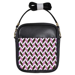 Zigzag Chevron Pattern Pink Brown Girls Sling Bag by snowwhitegirl