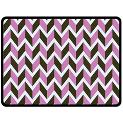 Zigzag Chevron Pattern Pink Brown Fleece Blanket (large)  by snowwhitegirl