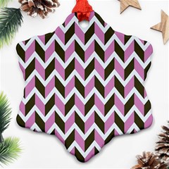 Zigzag Chevron Pattern Pink Brown Ornament (snowflake) by snowwhitegirl