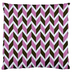 Zigzag Chevron Pattern Pink Brown Large Cushion Case (two Sides) by snowwhitegirl