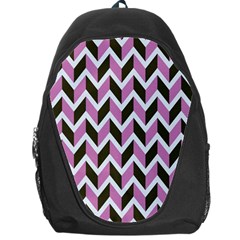 Zigzag Chevron Pattern Pink Brown Backpack Bag by snowwhitegirl