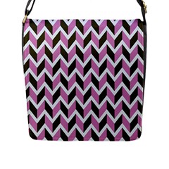 Zigzag Chevron Pattern Pink Brown Flap Closure Messenger Bag (l) by snowwhitegirl