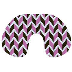 Zigzag Chevron Pattern Pink Brown Travel Neck Pillows by snowwhitegirl