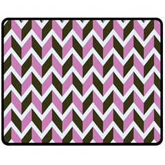 Zigzag Chevron Pattern Pink Brown Double Sided Fleece Blanket (medium)  by snowwhitegirl