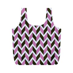 Zigzag Chevron Pattern Pink Brown Full Print Recycle Bag (m) by snowwhitegirl