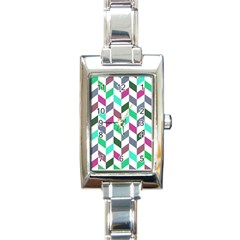 Zigzag Chevron Pattern Aqua Purple Rectangle Italian Charm Watch by snowwhitegirl