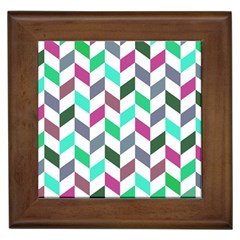 Zigzag Chevron Pattern Aqua Purple Framed Tiles by snowwhitegirl