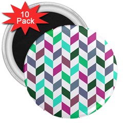 Zigzag Chevron Pattern Aqua Purple 3  Magnets (10 Pack)  by snowwhitegirl