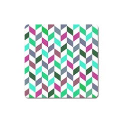 Zigzag Chevron Pattern Aqua Purple Square Magnet by snowwhitegirl