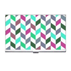 Zigzag Chevron Pattern Aqua Purple Business Card Holders