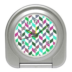 Zigzag Chevron Pattern Aqua Purple Travel Alarm Clock by snowwhitegirl