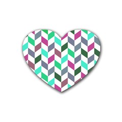 Zigzag Chevron Pattern Aqua Purple Heart Coaster (4 Pack)  by snowwhitegirl