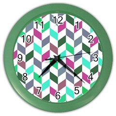 Zigzag Chevron Pattern Aqua Purple Color Wall Clock by snowwhitegirl