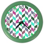 Zigzag Chevron Pattern Aqua Purple Color Wall Clock Front