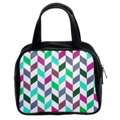 Zigzag Chevron Pattern Aqua Purple Classic Handbag (two Sides) by snowwhitegirl