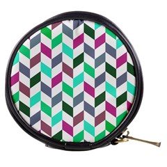 Zigzag Chevron Pattern Aqua Purple Mini Makeup Bags by snowwhitegirl