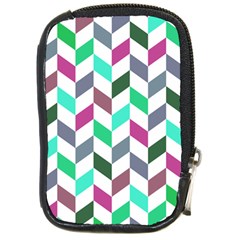 Zigzag Chevron Pattern Aqua Purple Compact Camera Leather Case by snowwhitegirl