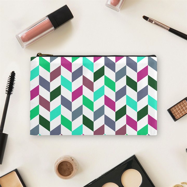 Zigzag Chevron Pattern Aqua Purple Cosmetic Bag (Medium)