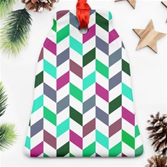 Zigzag Chevron Pattern Aqua Purple Bell Ornament (two Sides) by snowwhitegirl