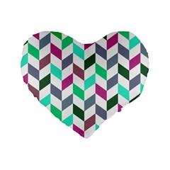 Zigzag Chevron Pattern Aqua Purple Standard 16  Premium Heart Shape Cushions by snowwhitegirl