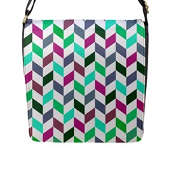 Zigzag Chevron Pattern Aqua Purple Flap Closure Messenger Bag (l) by snowwhitegirl