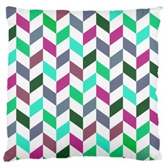 Zigzag Chevron Pattern Aqua Purple Large Flano Cushion Case (two Sides) by snowwhitegirl