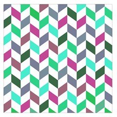 Zigzag Chevron Pattern Aqua Purple Large Satin Scarf (square) by snowwhitegirl