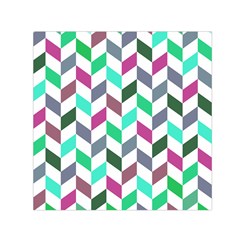 Zigzag Chevron Pattern Aqua Purple Small Satin Scarf (square) by snowwhitegirl