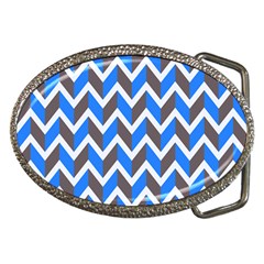 Zigzag Chevron Pattern Blue Grey Belt Buckles by snowwhitegirl