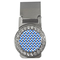 Zigzag Chevron Pattern Blue Grey Money Clips (cz)  by snowwhitegirl