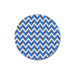 Zigzag Chevron Pattern Blue Grey Magnet 3  (round) by snowwhitegirl