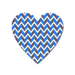 Zigzag Chevron Pattern Blue Grey Heart Magnet by snowwhitegirl