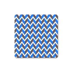 Zigzag Chevron Pattern Blue Grey Square Magnet by snowwhitegirl