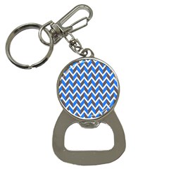 Zigzag Chevron Pattern Blue Grey Bottle Opener Key Chains by snowwhitegirl