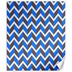 Zigzag Chevron Pattern Blue Grey Canvas 8  X 10  by snowwhitegirl