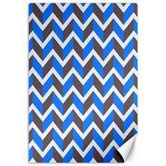 Zigzag Chevron Pattern Blue Grey Canvas 12  X 18   by snowwhitegirl