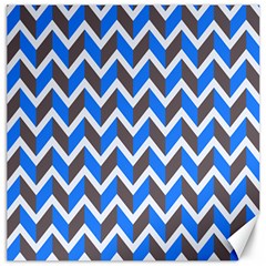 Zigzag Chevron Pattern Blue Grey Canvas 16  X 16   by snowwhitegirl